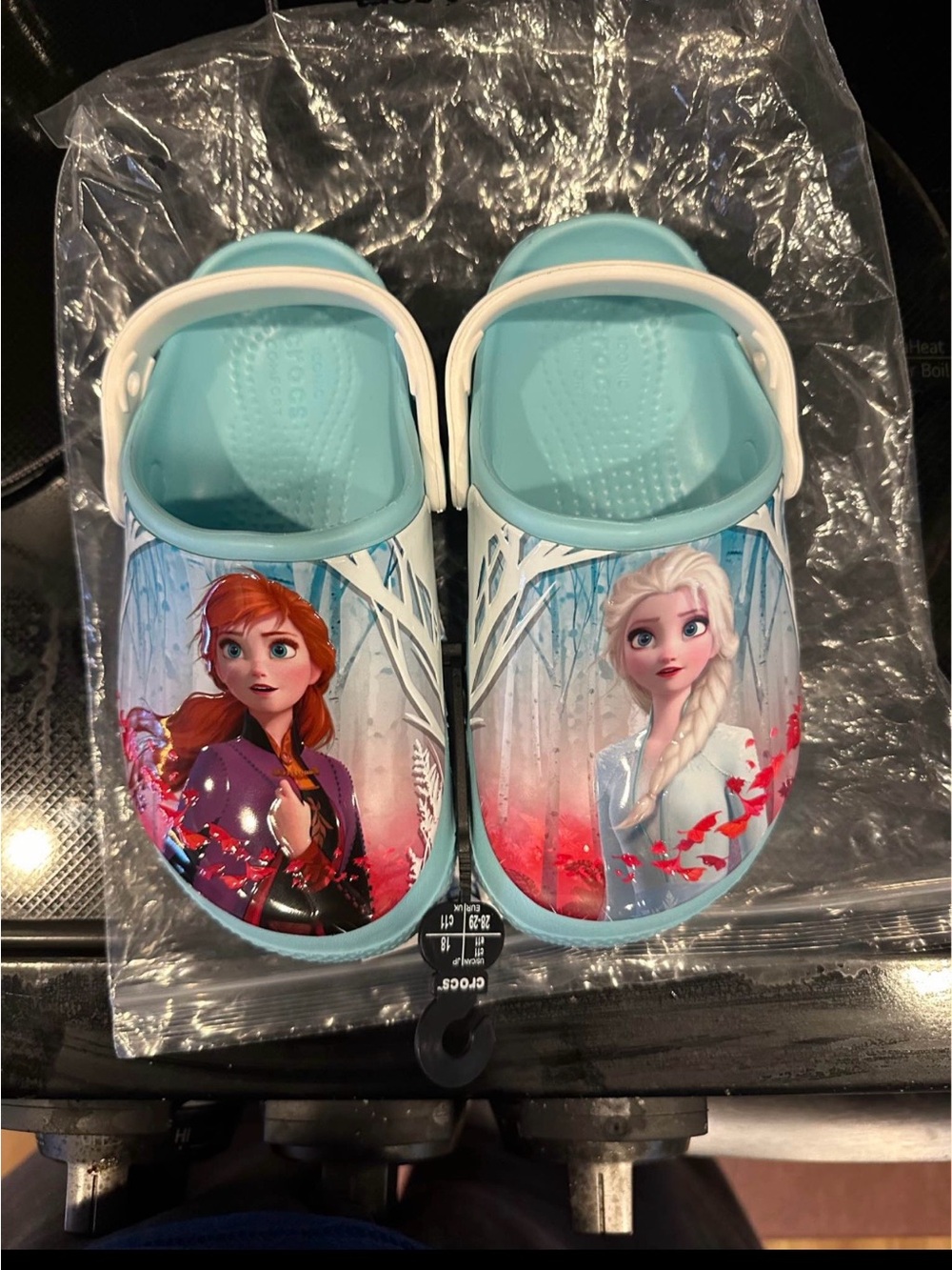 Kids Light Blue Frozen CROC Shoes - Anna & Elsa Design